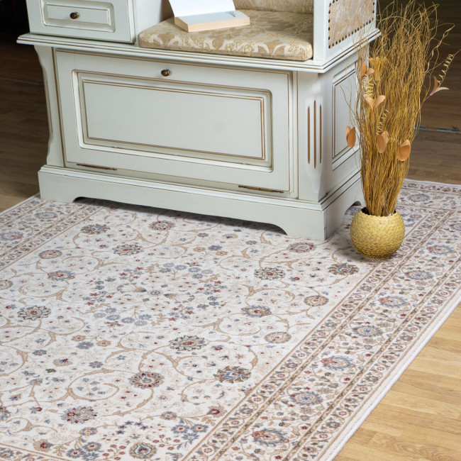 Covor din lana Bella 7179-1-51033, Bej/Albastru inchis, design Clasic