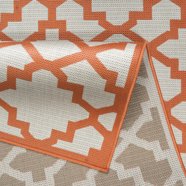 Covor sintetic Flat 4899-1-24024, Portocaliu, design Geometric