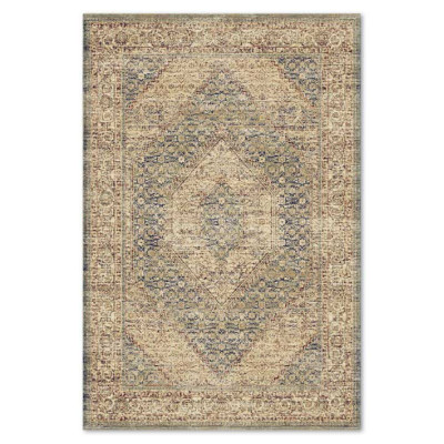 Covor din lana Bella 7780-1-51058, Bej/Albastru, design Vintage