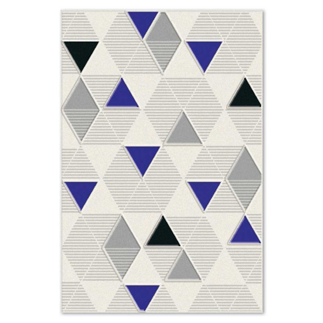 Covor sintetic Colectia Soho 5765-1-17223, Gri/Albastru, design Geometric