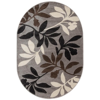 Covor sintetic colectia Soho, 1595-2-18411, Gri cu elemente Florale Maro si Bej, model floral