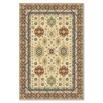 Covor sintetic Atlas 1276-1-41334, Bej/Verde/Caramiziu, design Clasic