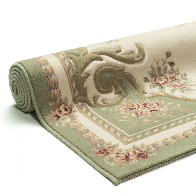 Covor lana Premium, 6504-1-51038, verde/bej/rosu, model clasic,