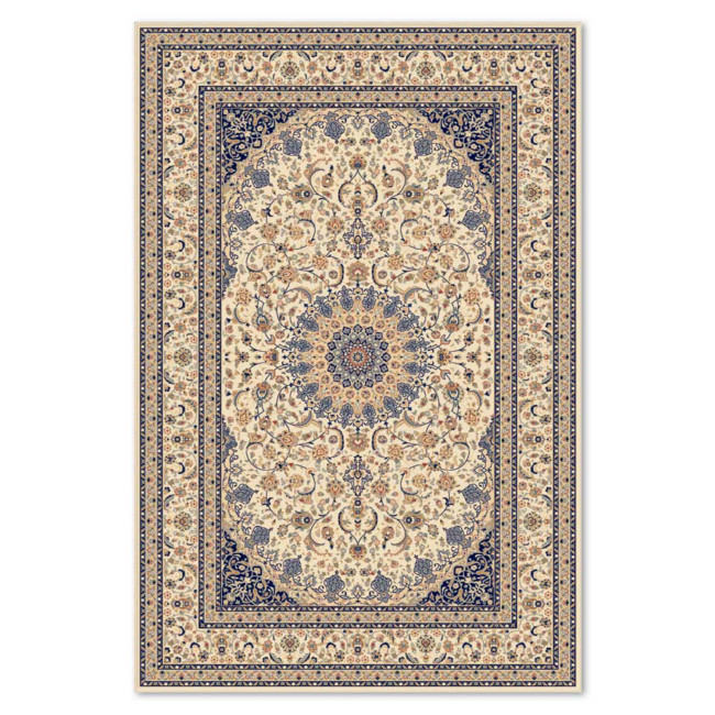 Covor din lana naturala Colectia Bella 7177 -1-51033, Be/jAlbastru, design Clasic