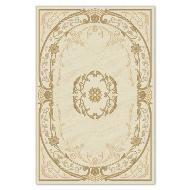 Covor din lana Colectia Premium 0356-1-51053, Bej/Maro, design Clasic