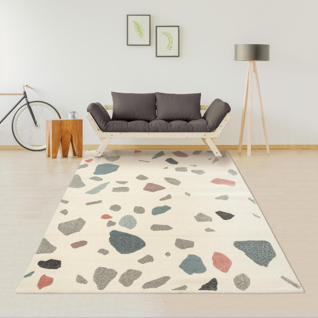Covor sintetic colectia Matrix, 5949-1-16833, Crem/Albastru, design modern,