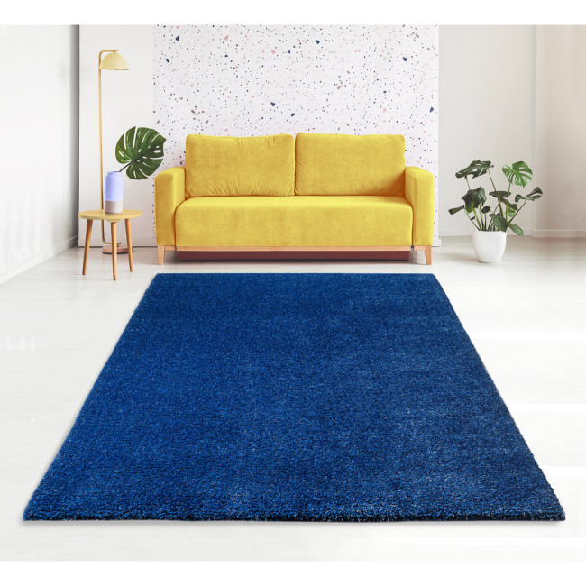 Covor sintetic pufos Panda 1039-1-67000, Albastru, Shaggy
