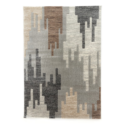 Covor sintetic Soho 1166-1-18411, Gri/Maro/Bej, design Geometric