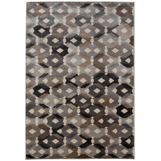 Covor sintetic colectia Matrix, 4940-1-18411, Gri/Maro, design geometric