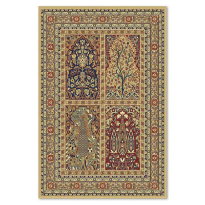 Covor sintetic Colectia Atlas 8427-1-41344, Bej/Rosu/Albastru, design Clasic