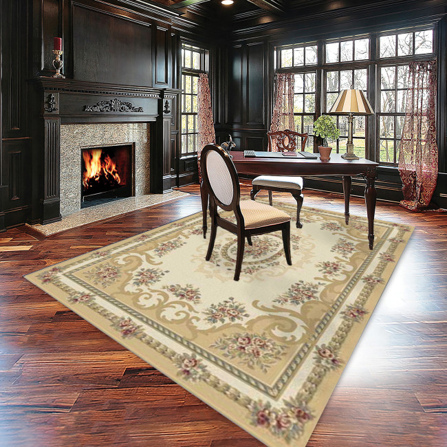 Covor din lana 100% Premium 6504-1-51025, Bej, Clasic