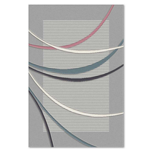 Covor sintetic Colectia Soho 5647-1-16811, Gri/Turcoise/Roz, design Modern