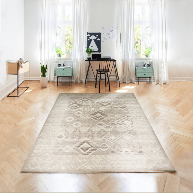 Covor sintetic Delta 8705-1-43255,  Gri/Bej/Maro, design  Geometric