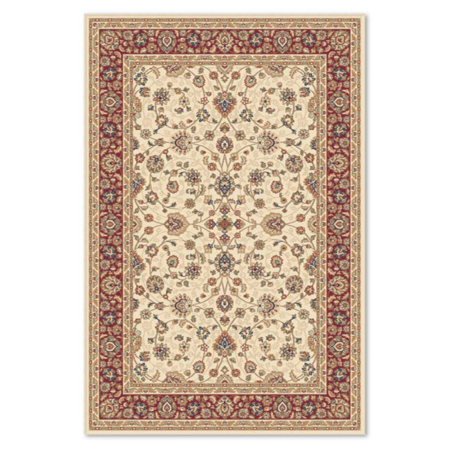 Covor sintetic Atlas 8162-1-41333, Crem/Rosu, Floral