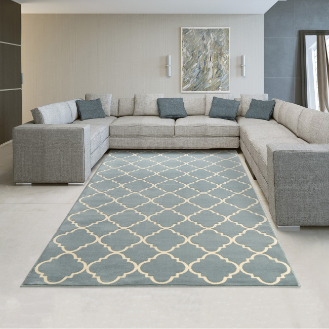 Covor sintetic colectia Geo 8876-1-43236,  Gri/Gri inchis, design Geometric