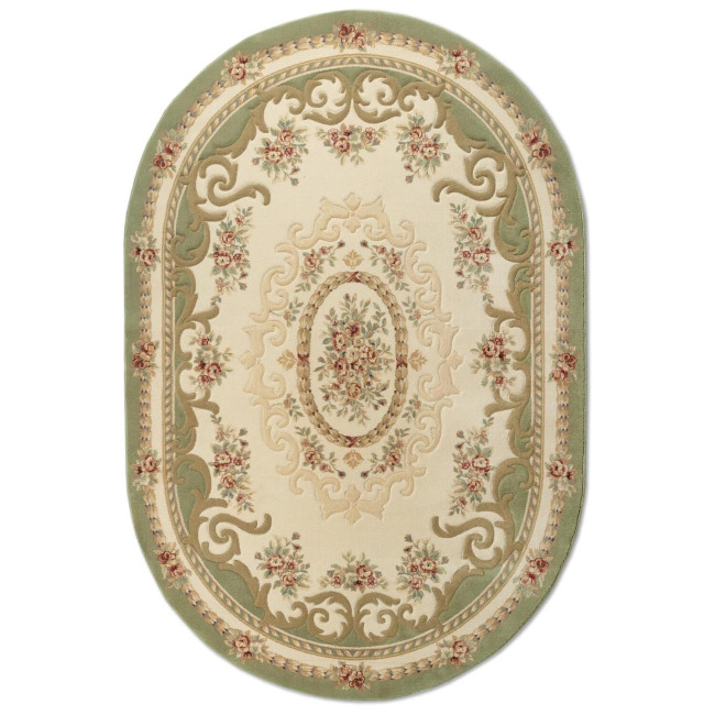 Covor lana Premium, 6504-2-51038, verde/bej/rosu, model clasic,