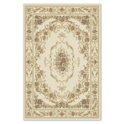 Covor din lana Bella 6319-1-51033, Crem/Rosu/Verde, design Clasic