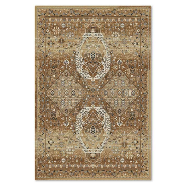 Covor din lana Bella 1401-1-51676, maro/Bej, design Oriental