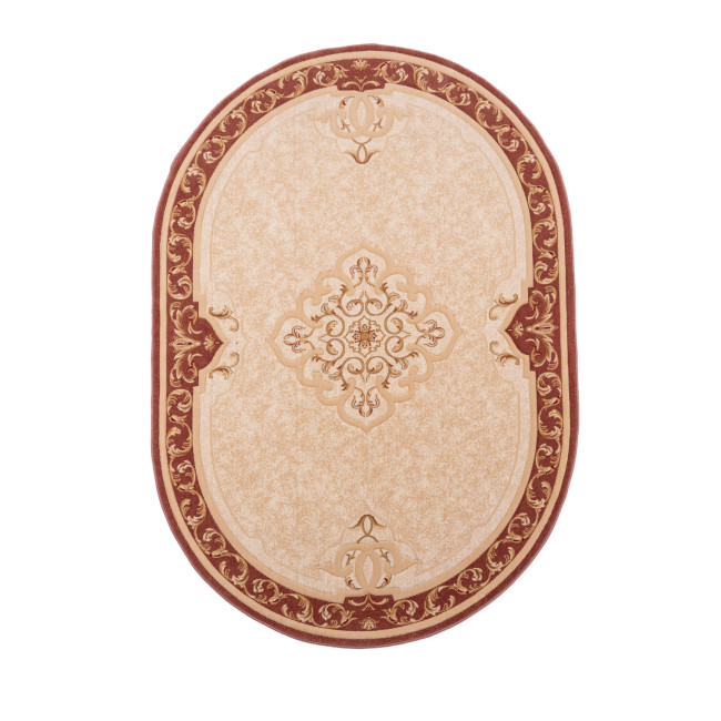 Covor lana Premium, 6767-2-51037, bej/Roz, model clasic,