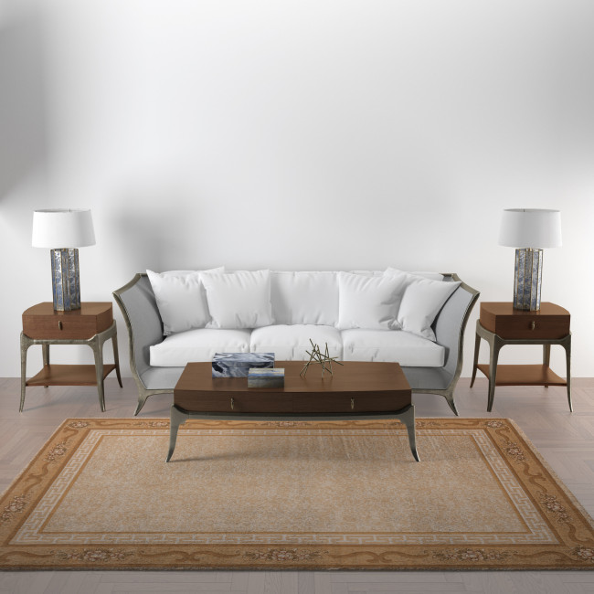 Covor din lana naturala 100%, Premium 7745-1-51053, Crem, Design Clasic