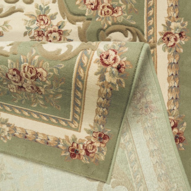Covor lana Premium, 6504-1-51038, verde/bej/rosu, model clasic,