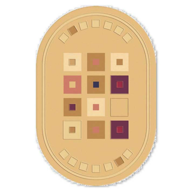 Covor din lana colectia Premium 0387-2-50655, Galben/Rosu, design Modern
