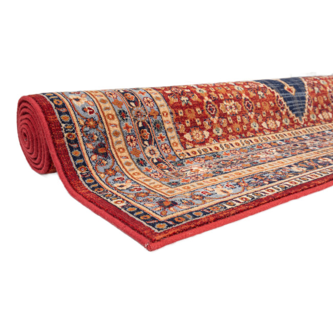 Covor din lana Bella 1400-1-53578, Rosu/Albastru inchis/Maro, design Oriental