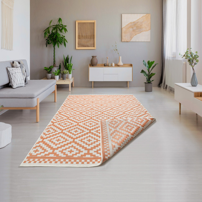 Covor sintetic Flat 8969-1-24042, Portocaliu, design Geometric