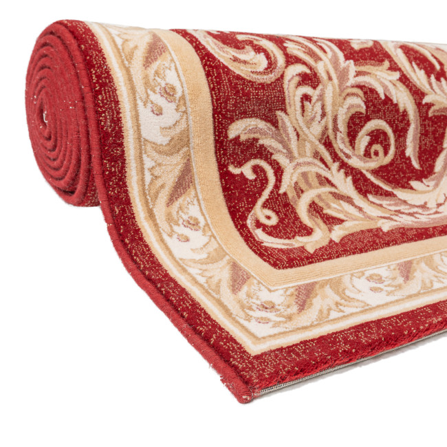 Covor din lana naturala 100%, Premium 7793-1-51056, Rosu, Design Clasic