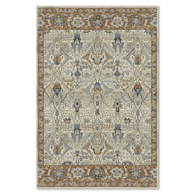 Covor din lana Bella 1293-1-51655, Gri/Crem/Maro, design Clasic