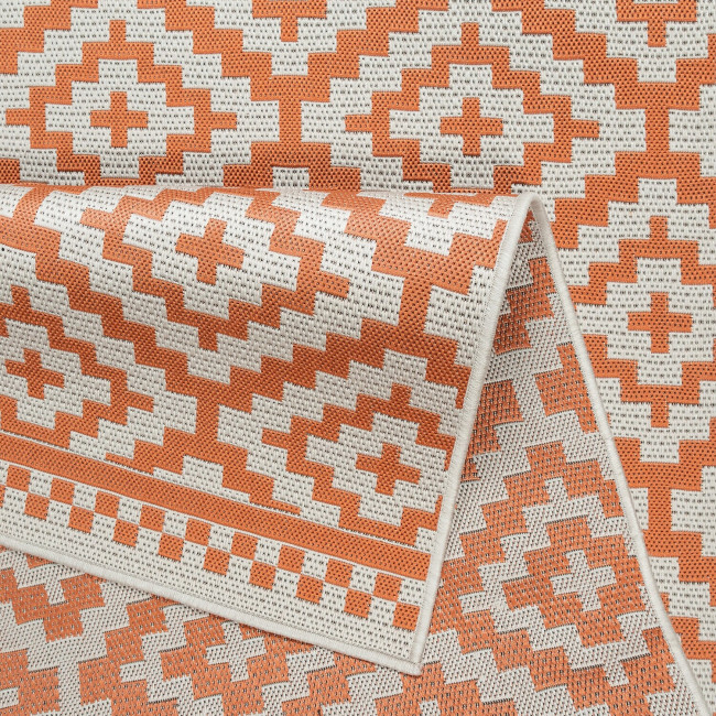 Covor sintetic Flat 8969-1-24042, Portocaliu, design Geometric