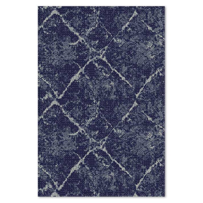 Covor din lana Bella 1020-1-51011, Albastru/Gri, design Modern