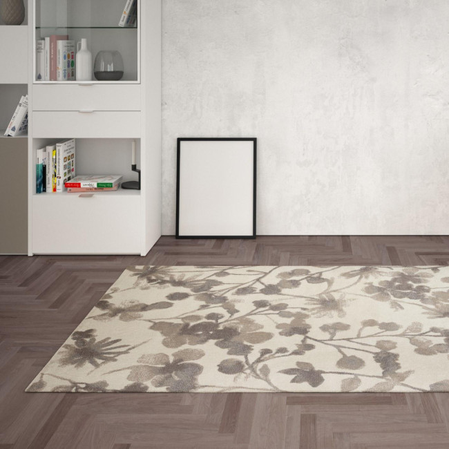 Covor sintetic colectia Matrix, 7909-1-18433, Crem/Maro, design floral