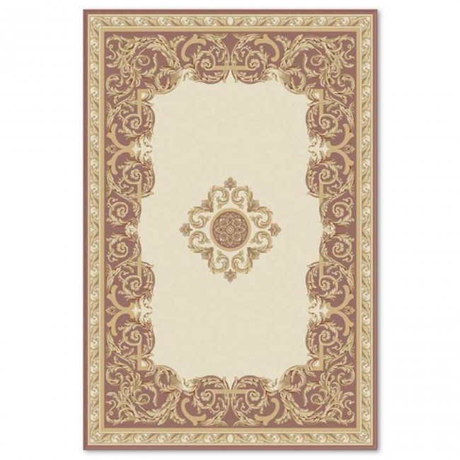 Covor lana Premium, 7793-1-51037, bej/Roz, model clasic,