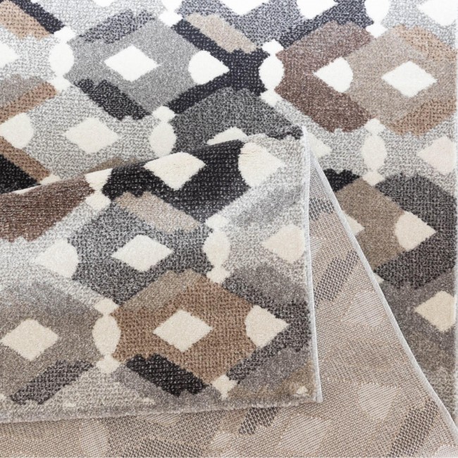 Covor sintetic colectia Matrix, 4940-1-18411, Gri/Maro, design geometric