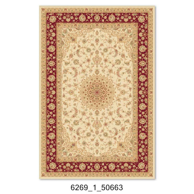 Covor din lana 100% Elegance 6269-1-50663, Bej/Grena, design Clasic Covor din lana 100% Elegance 6269-1-50663, Bej/Grena, design Clasic