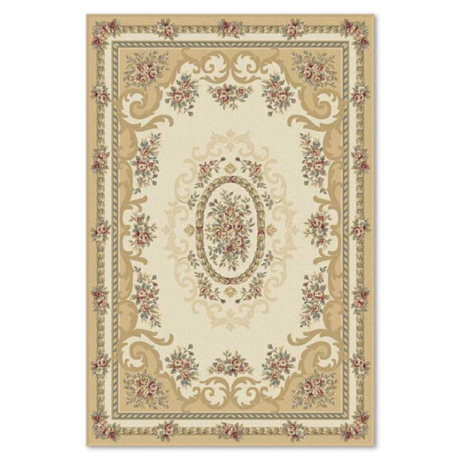 Covor din lana 100% Premium 6504-1-51025, Bej, Clasic