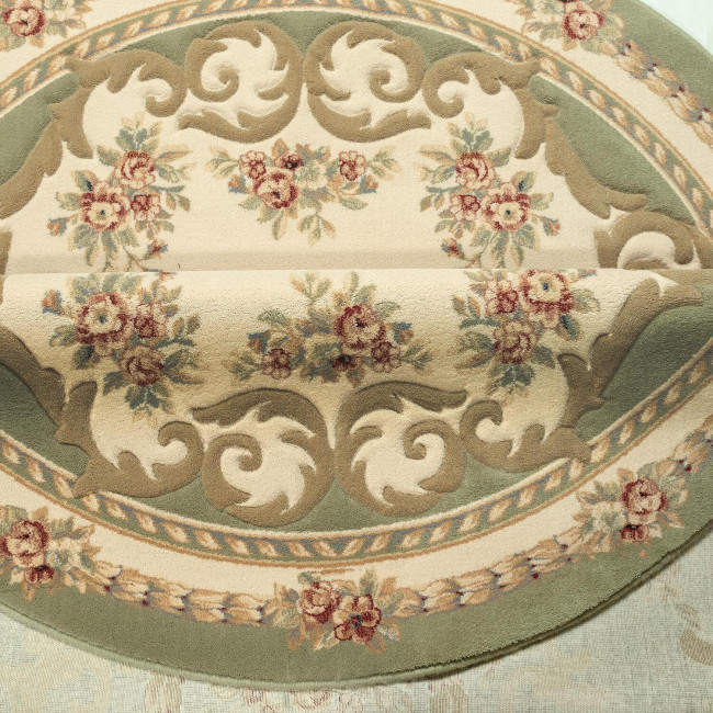 Covor lana Premium, 6504-2-51038, verde/bej/rosu, model clasic,