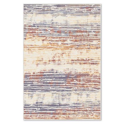 Covor sintetic colectia Matrix, 5745-1-17933, Albastru/Crem/Caramiziu, design abstract