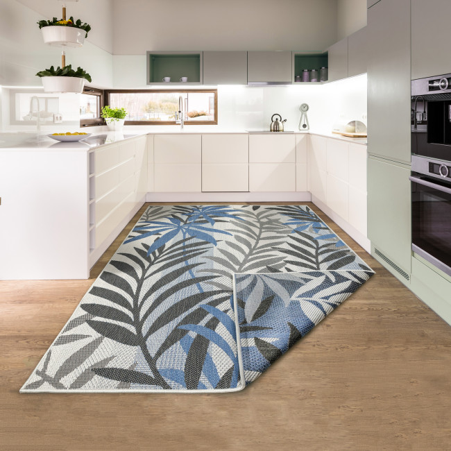 Covor sintetic Flat 4880-1-24082, Albastru, design Floral