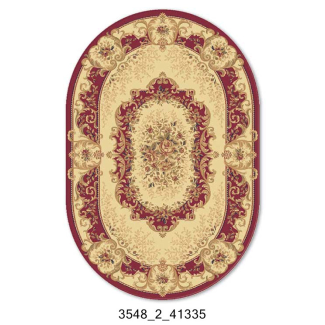 Covor sintetic Atlas 3548-2-41335, Rosu/Bej, design Clasic