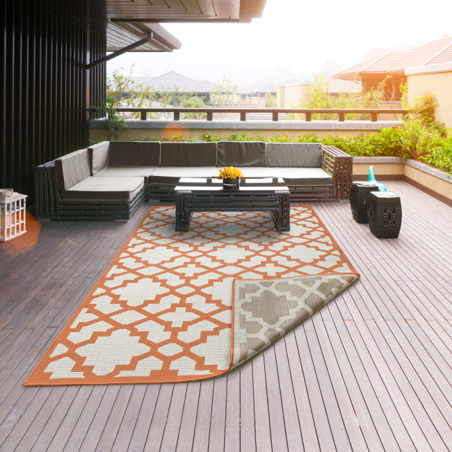 Covor sintetic Flat 4899-1-24024, Portocaliu, design Geometric