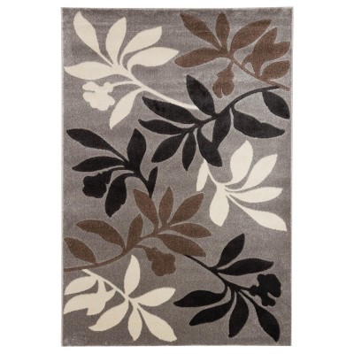 Covor sintetic colectia Soho, 1595-1-18411, Gri cu elemente Florale Maro si Bej, model floral