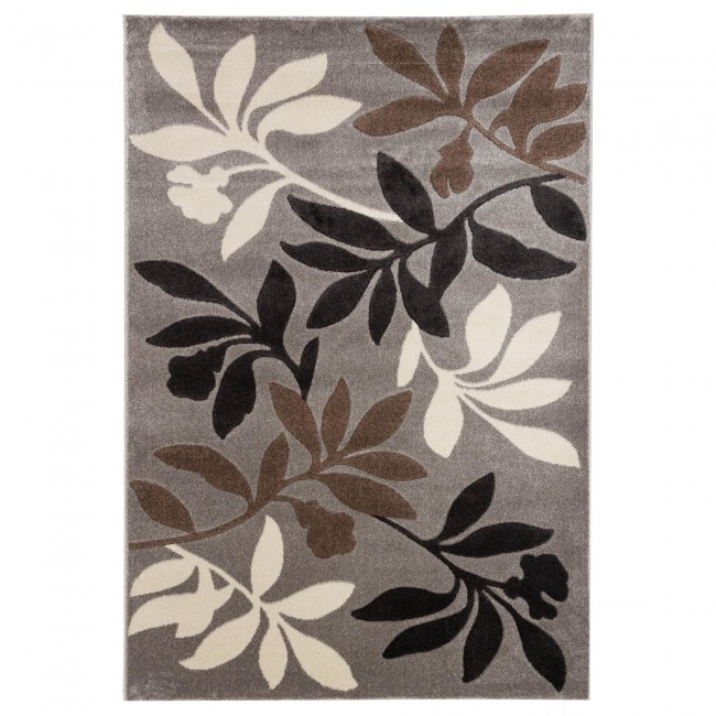 Covor sintetic colectia Soho, 1595-1-18411, Gri cu elemente Florale Maro si Bej, model floral
