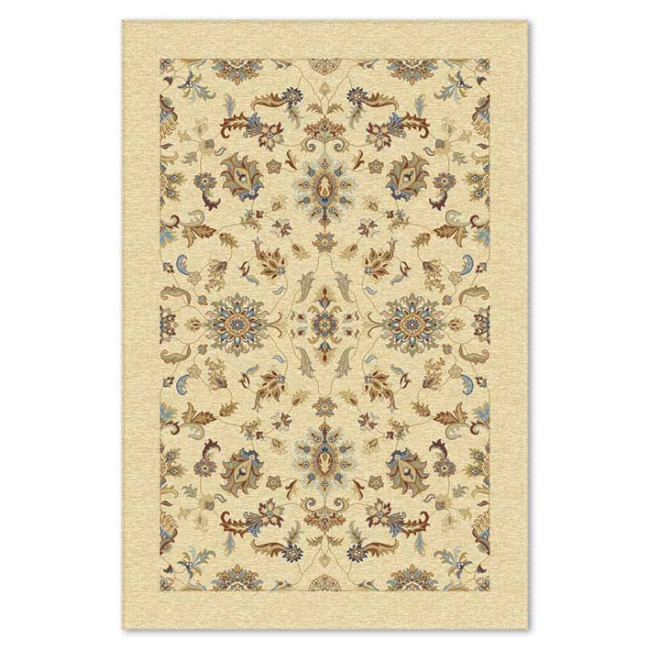 Covor sintetic Atlas 8166-1-41233, Bej/Albastru/Caramiziu, design Floral