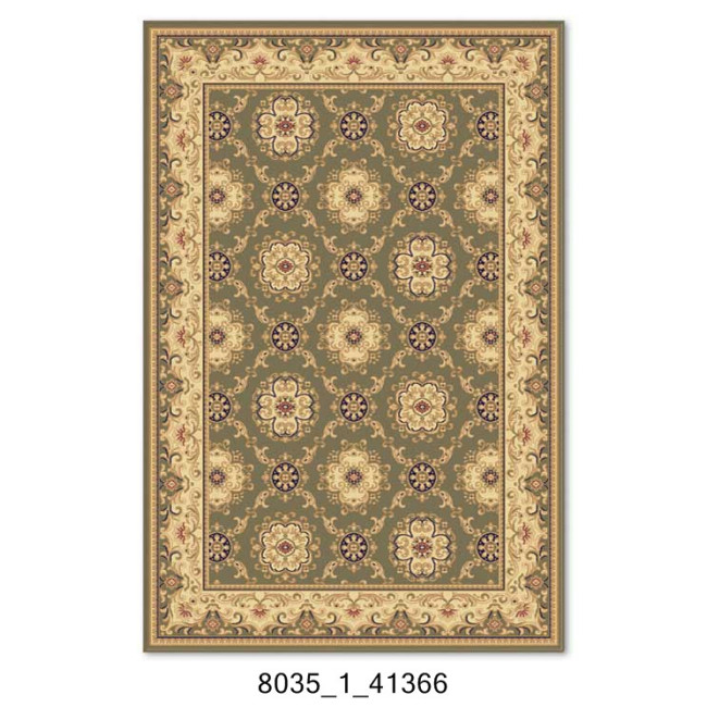 Covor sintetic Atlas 8035-1-41366, Verde/Bej, design Clasic