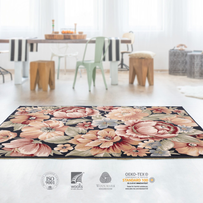 Covor din lana 100% Bella 7091-1-51011, Rosu, Floral