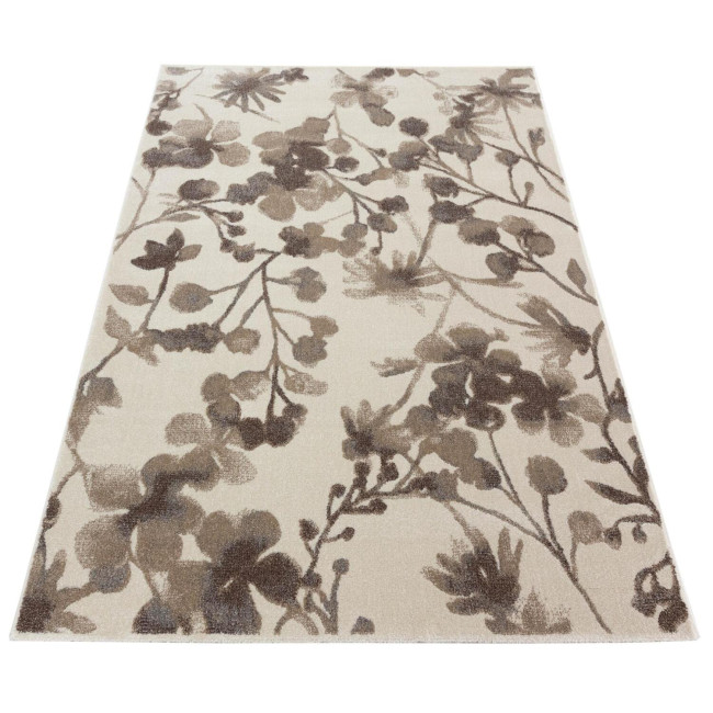 Covor sintetic colectia Matrix, 7909-1-18433, Crem/Maro, design floral
