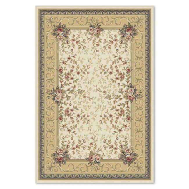 Covor din lana naturala Colectia Bella 2637 -1-51053, Crem, design Clasic