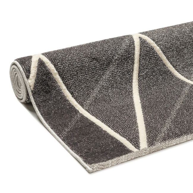 Covor sintetic colectia Soho, 5637-1-16811, Gri inchis, model geometric